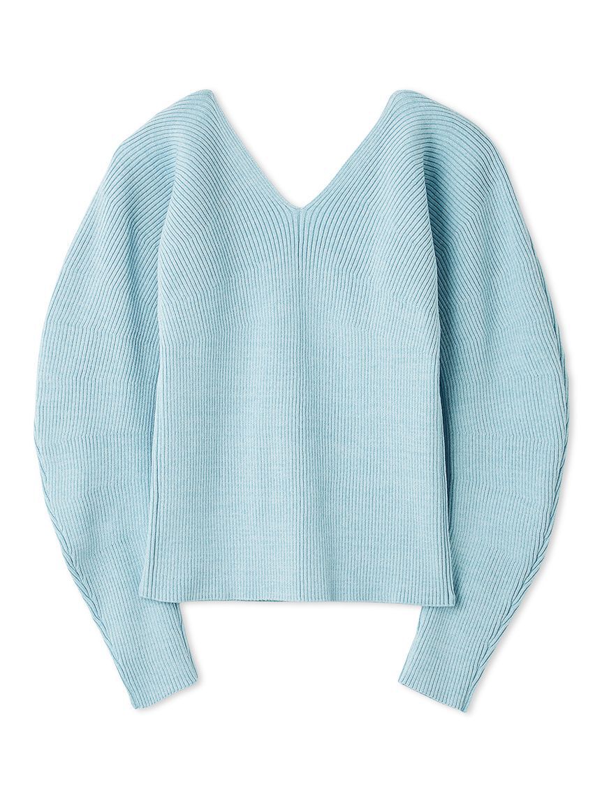 Mila Owen「Vネックカーブスリーブリブニットトップス」|ニット・セーター|