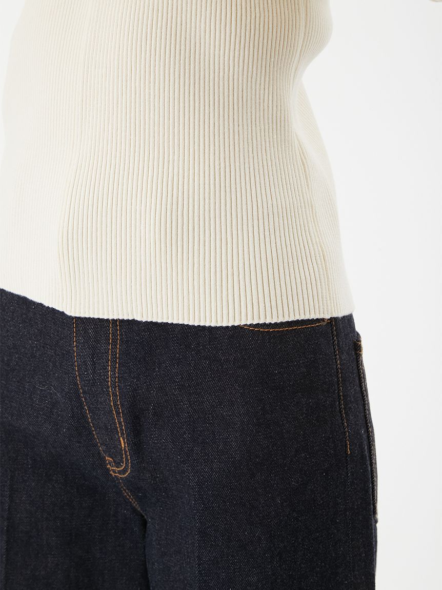 Mila Owen「Vネックカーブスリーブリブニットトップス」|ニット・セーター|