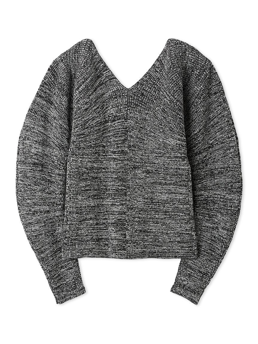 Mila Owen「Vネックカーブスリーブリブニットトップス」|ニット・セーター|MIX