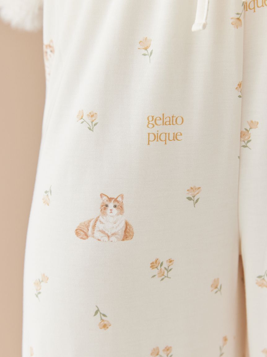 gelato pique「フラワーキャット柄ロングパンツ」|ルームウェア|