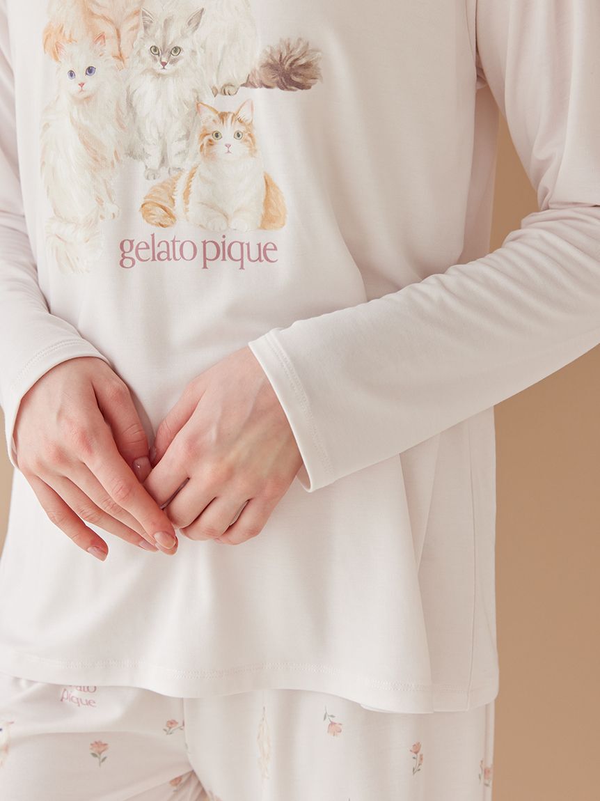 gelato pique「キャットワンポイントロンT」|ルームウェア|
