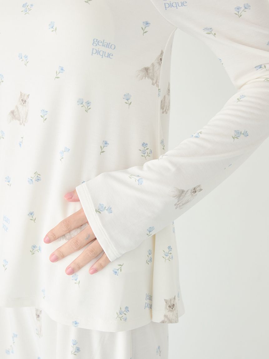 gelato pique「フラワーキャット柄カップインプルオーバー」|ルームウェア|