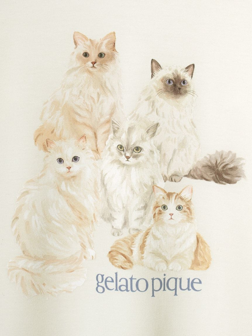 GELATO PIQUE KIDS & BABY「【JUNIOR】フラワーキャット柄プルオーバー&ロングパンツセット」|ルームウェア|