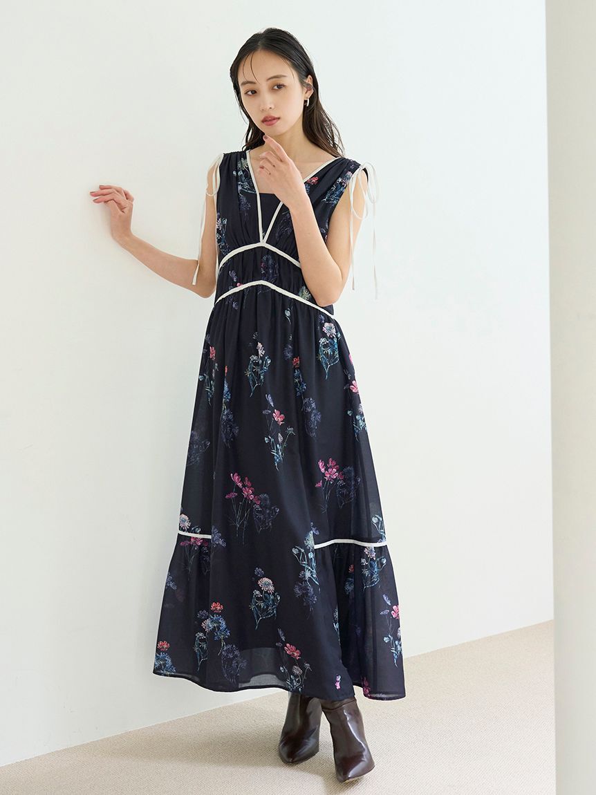 SNIDEL「【00サイズあり】フラワードロストディティールワンピース」|ワンピース|NVY