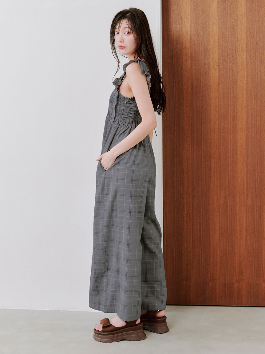 SNIDEL「シャーリングフリルオールインワン」|オールインワン|