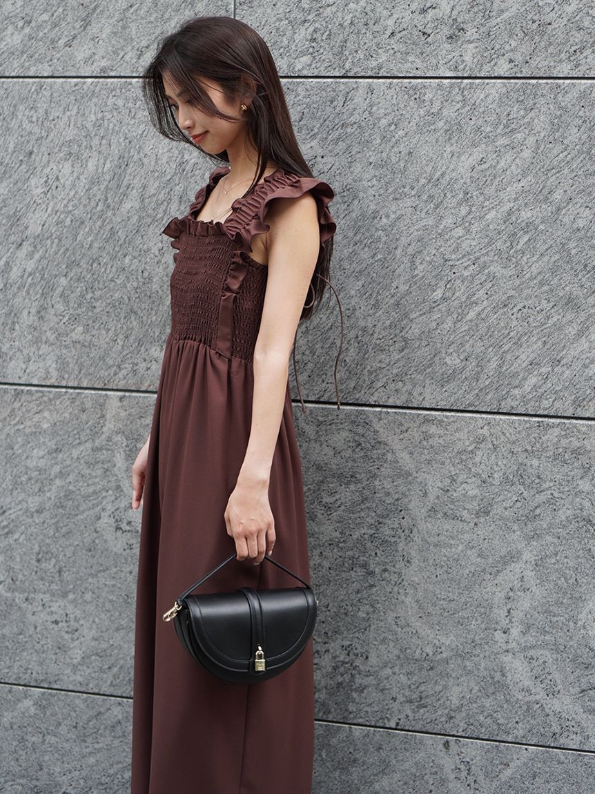 SNIDEL「シャーリングフリルオールインワン」|オールインワン|