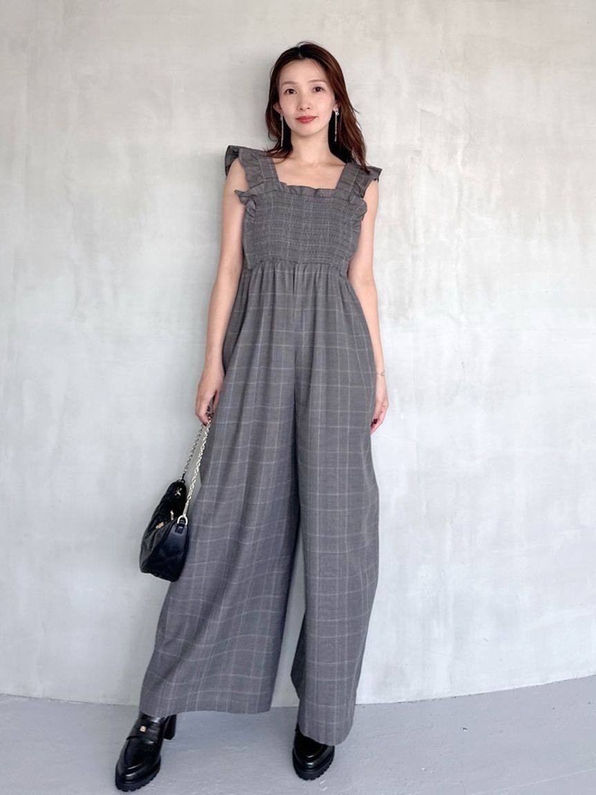 SNIDEL「シャーリングフリルオールインワン」|オールインワン|