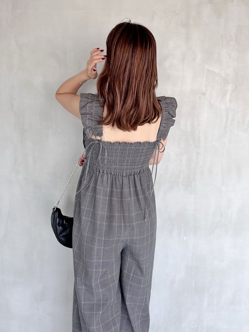 SNIDEL「シャーリングフリルオールインワン」|オールインワン|