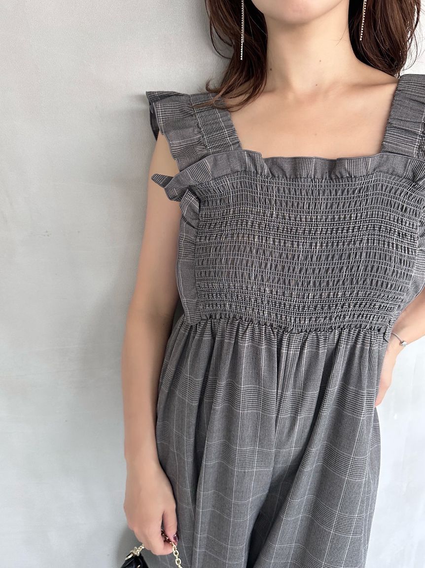 SNIDEL「シャーリングフリルオールインワン」|オールインワン|