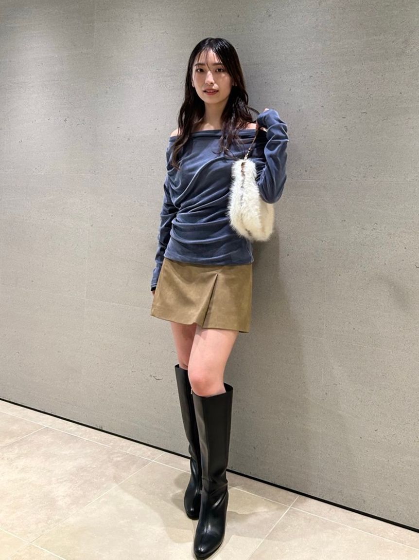 FRAY I.D「デコルテタックフロッキーチュールトップス」|Tシャツ・カットソー|