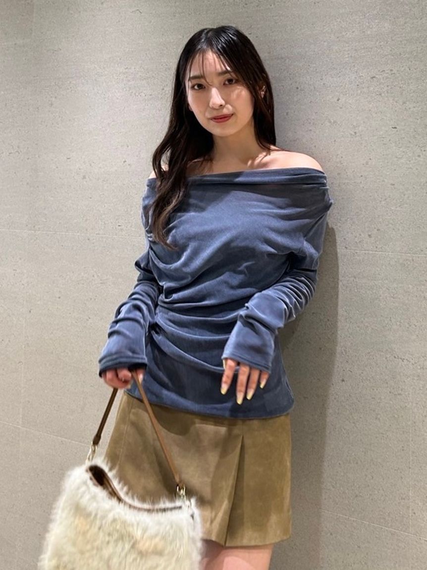 FRAY I.D「デコルテタックフロッキーチュールトップス」|Tシャツ・カットソー|