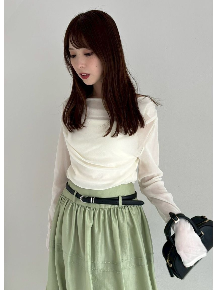 FRAY I.D「デコルテタックフロッキーチュールトップス」|Tシャツ・カットソー|