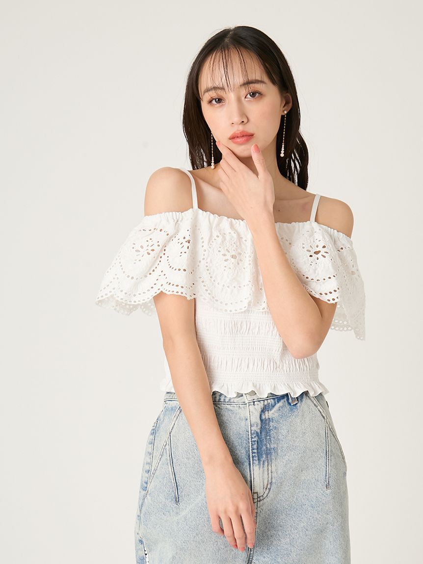 FRAY I.D「オフショルダーレースブラウス」|シャツ・ブラウス|
