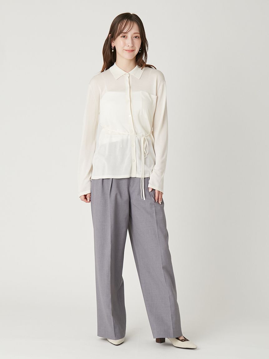 FRAY I.D「シルクブレンドシアーニットシャツ／ウォッシャブル」|ニット・セーター|