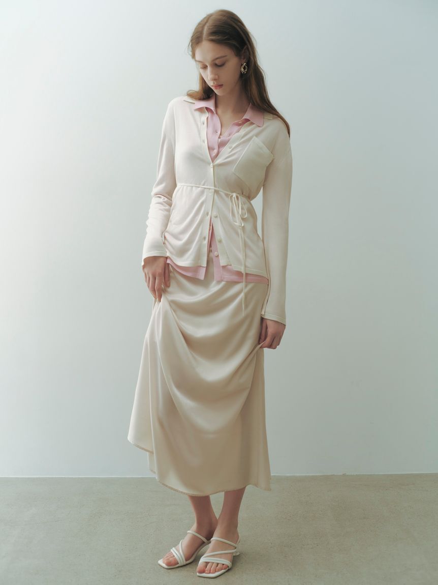 FRAY I.D「シルクブレンドシアーニットシャツ／ウォッシャブル」|ニット・セーター|