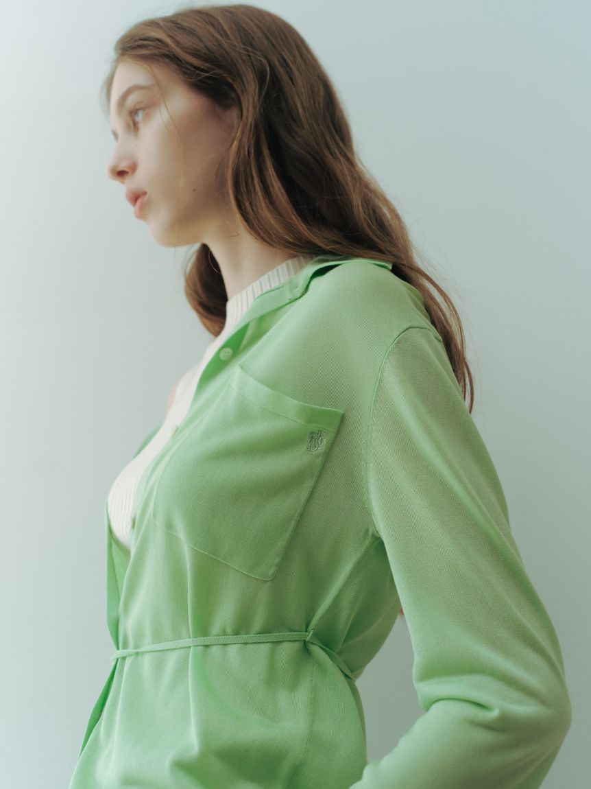 FRAY I.D「シルクブレンドシアーニットシャツ／ウォッシャブル」|ニット・セーター|