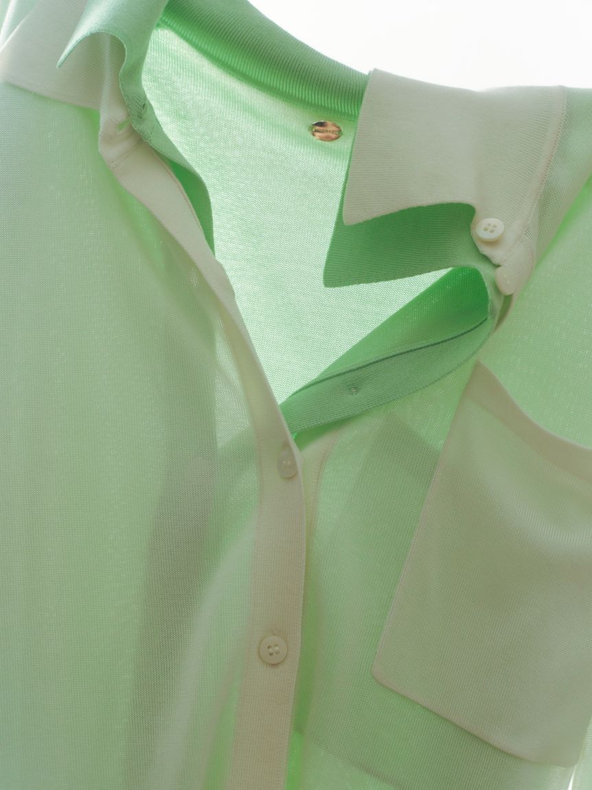 FRAY I.D「シルクブレンドシアーニットシャツ／ウォッシャブル」|ニット・セーター|