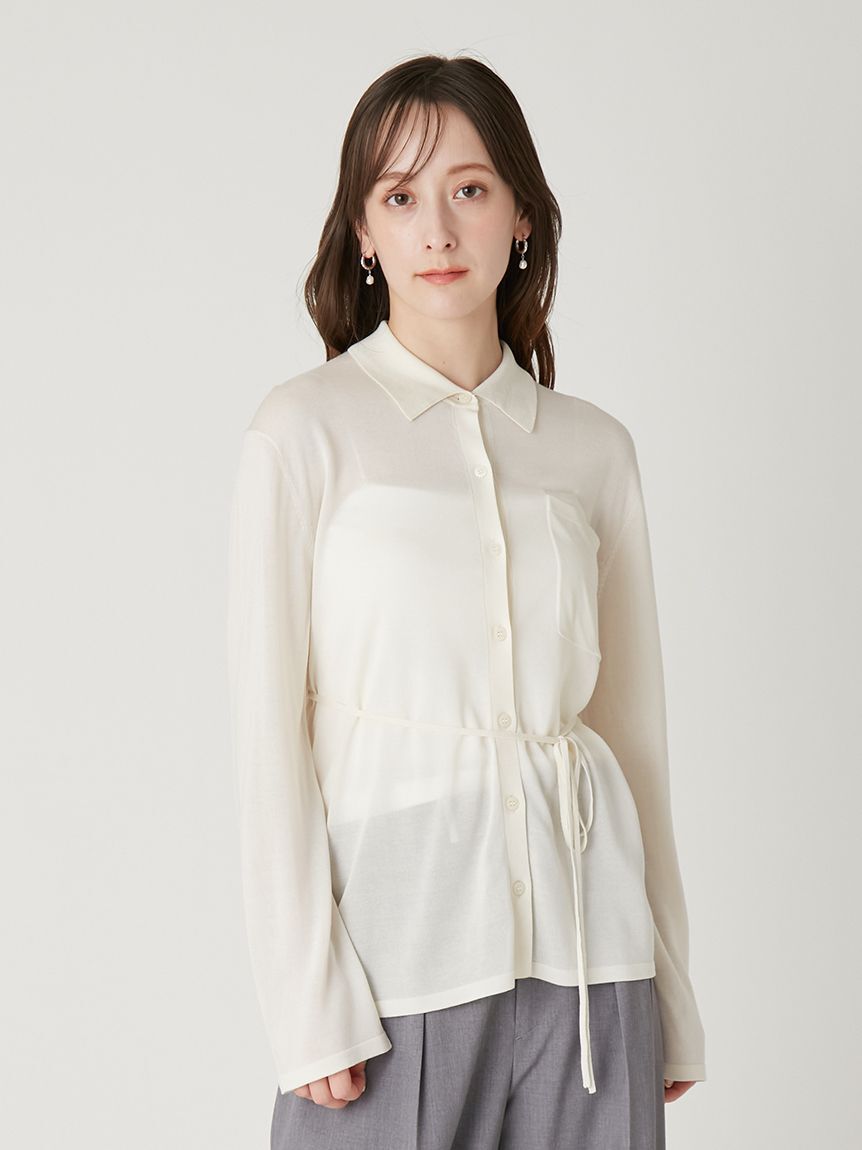 FRAY I.D「シルクブレンドシアーニットシャツ／ウォッシャブル」|ニット・セーター|