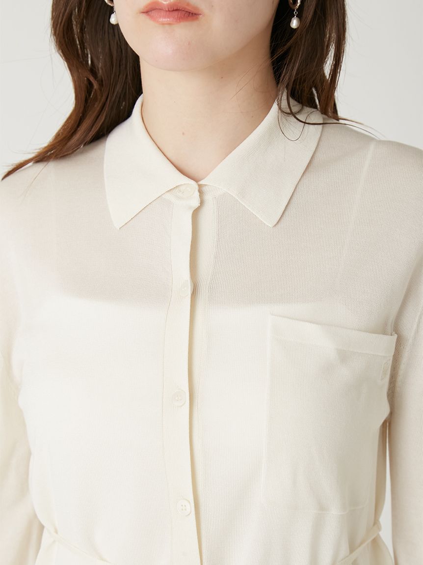 FRAY I.D「シルクブレンドシアーニットシャツ／ウォッシャブル」|ニット・セーター|