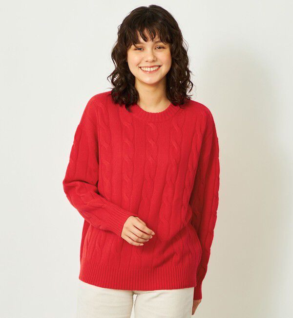MACKINTOSH PHILOSOPHY「GREY LABEL ウールカシミヤケーブルニット」|ニット・セーター|レッド