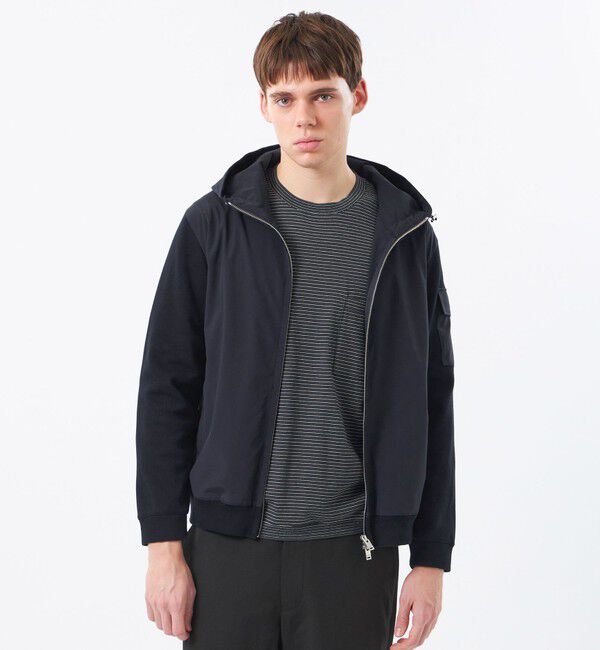 MACKINTOSH PHILOSOPHY「リブダンボールニット コンビパーカー」|ブルゾン・スタジャン|ネイビー