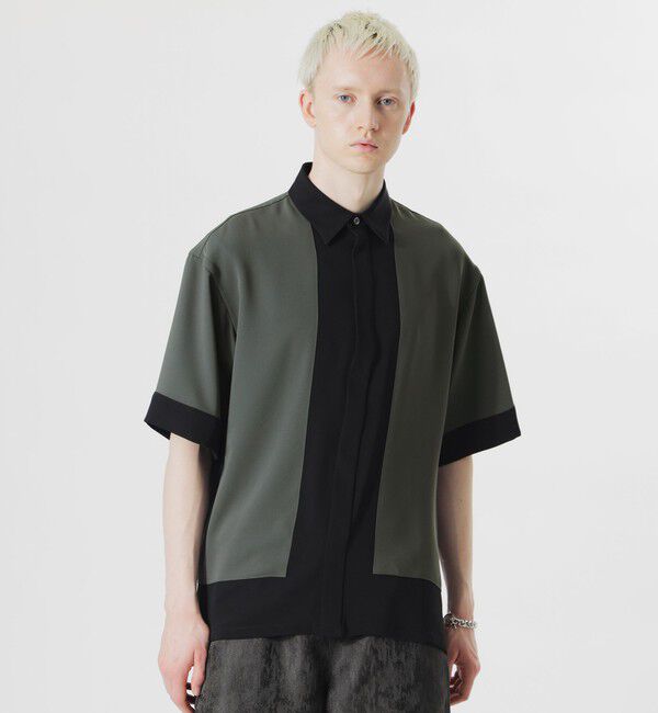  「ブロッキングショートスリーブシャツ」|シャツ・ブラウス|グレー