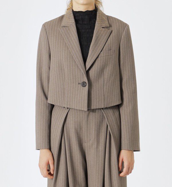  「ストライプクロップドジャケット」|テーラードジャケット|