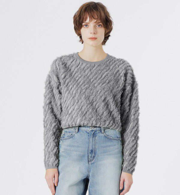  「カットジャガードプルオーバー」|ニット・セーター|グレー2