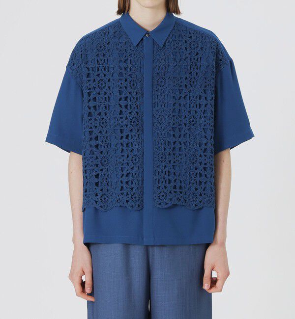  「レースコンビショートスリーブシャツ」|シャツ・ブラウス|