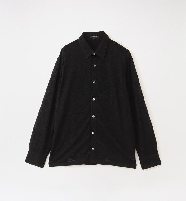  「ウールレースジャカードニットシャツ」|シャツ・ブラウス|ブラック