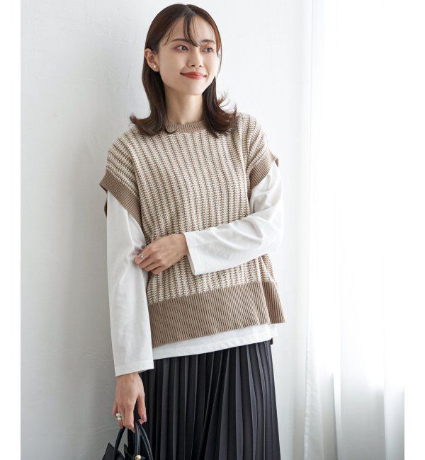 ikka「ニットベストアンサンブル」|ニット・セーター|ベージュ