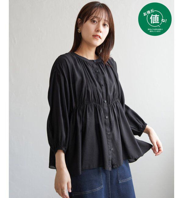 ikka「【2点セット】シアシャーリングブラウスアンサンブル」|シャツ・ブラウス|ブラック
