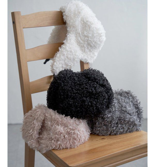 VENCE share style「シープ風フライトボア」|ニット帽|ブラック