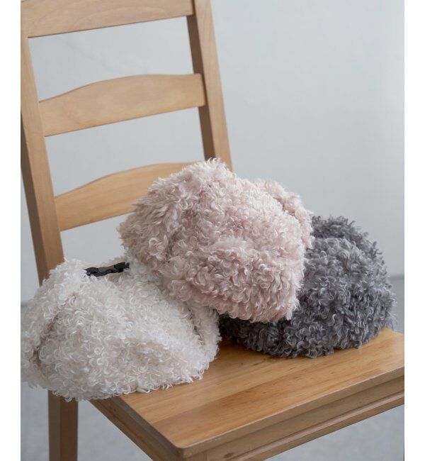 VENCE share style「シープ風フライトボア」|ニット帽|ピンク