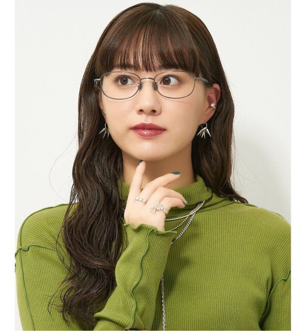  「【LOVE BY e.m.コラボ】&ldquo;atmosphere&rdquo;｜スクエア型メタルフレーム｜Zoff｜LOVE BY e.m. レンズ交換券付」|メガネ|シルバー