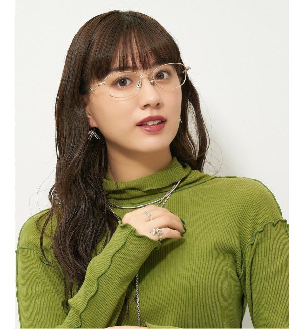  「【LOVE BY e.m.コラボ】&ldquo;atmosphere&rdquo;｜スクエア型メタルフレーム｜Zoff｜LOVE BY e.m. レンズ交換券付」|メガネ|ゴールド