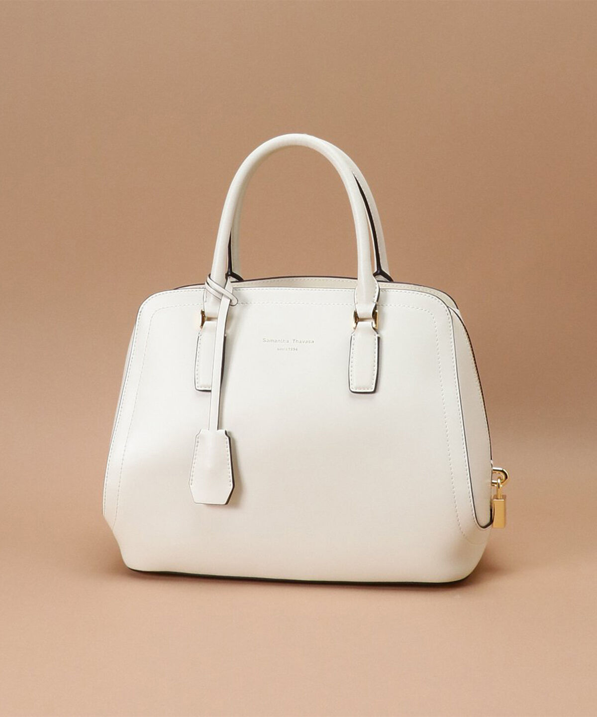 Samantha Thavasa「トラペズミニヨン ボストンバッグ 大サイズ」|ハンドバッグ|オフホワイト