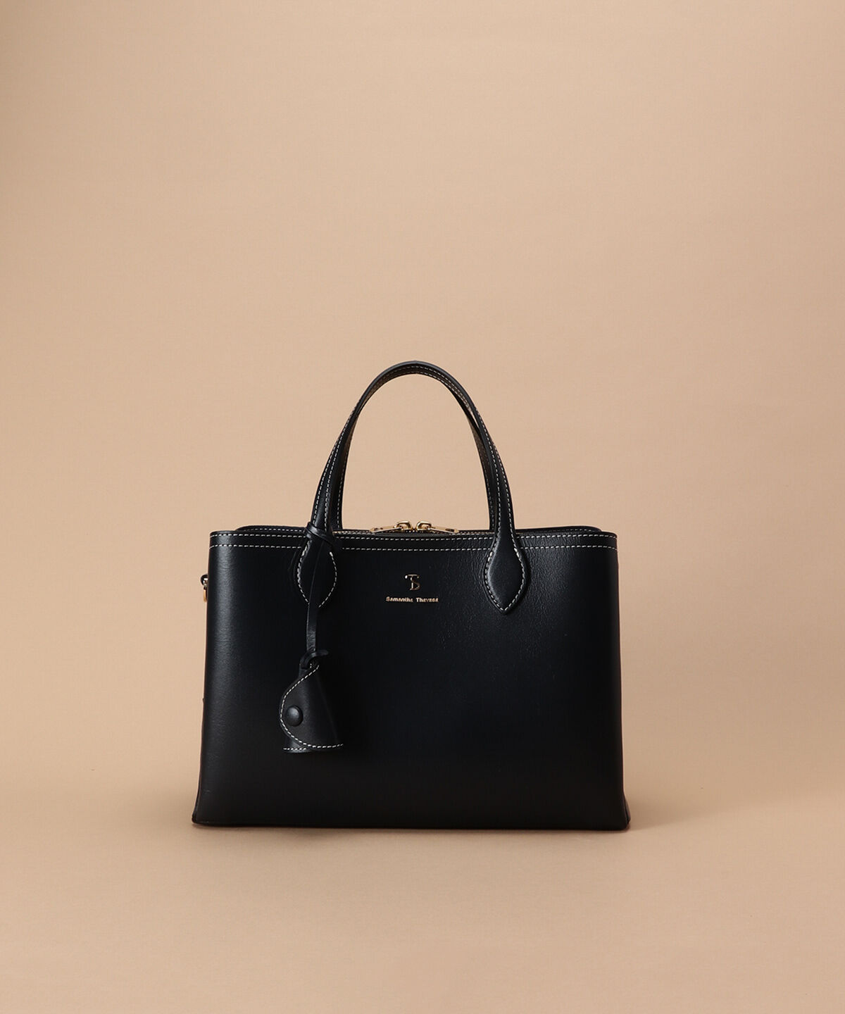 Samantha Thavasa「ウォータプルーフレザー ボックスハンドバッグ 大サイズ」|ハンドバッグ|ネイビー