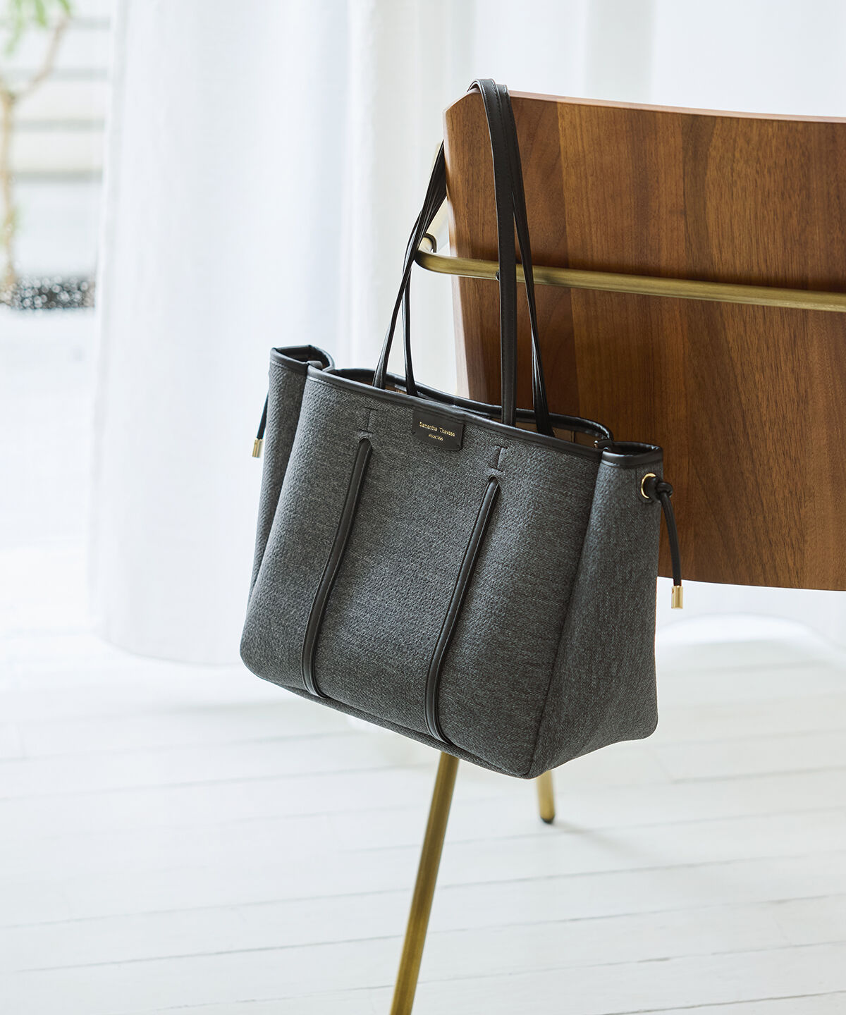 Samantha Thavasa「デニム調キャンバスデザイン 合皮トートバッグ 大サイズ」|トートバッグ|