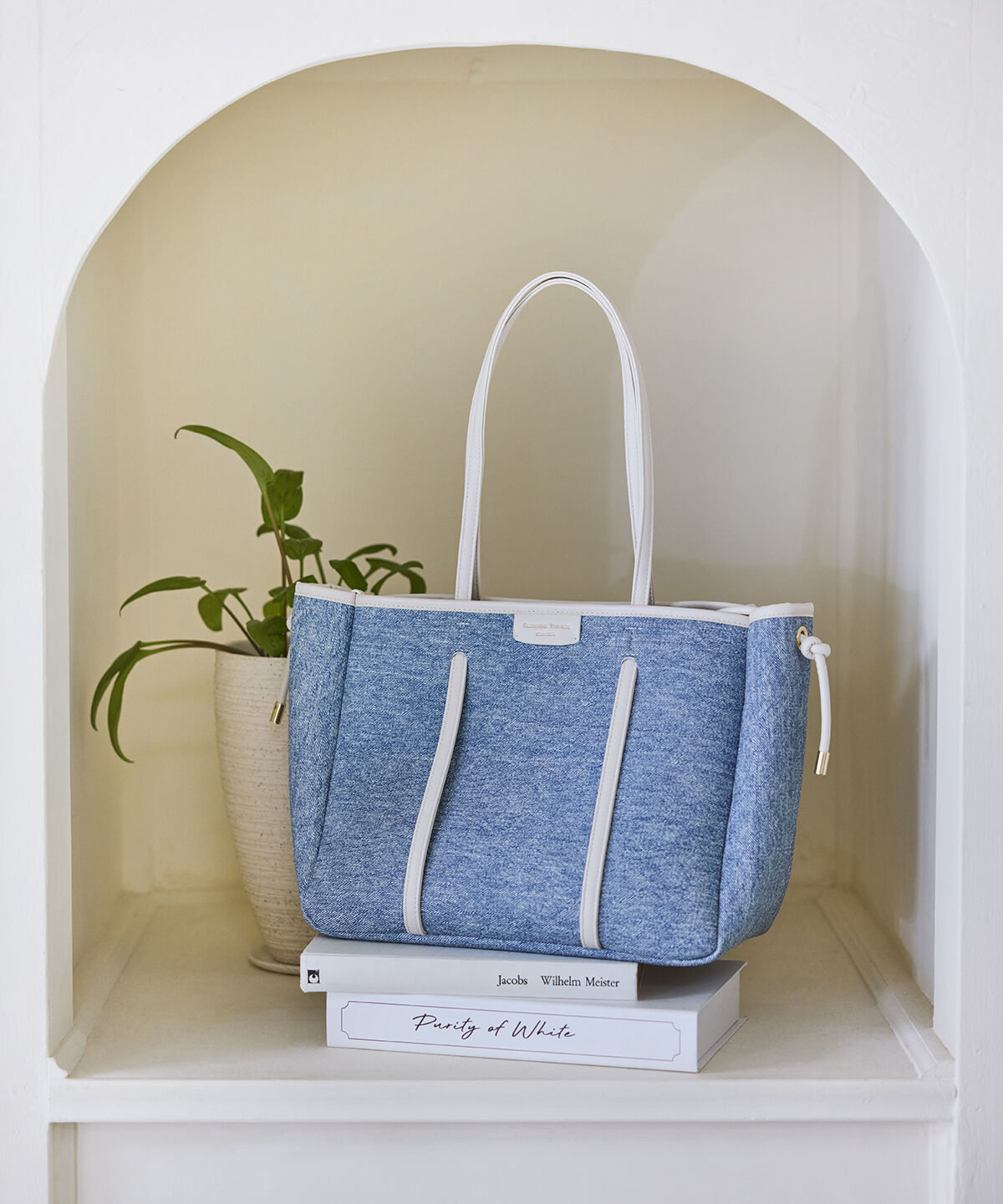 Samantha Thavasa「デニム調キャンバスデザイン 合皮トートバッグ 大サイズ」|トートバッグ|