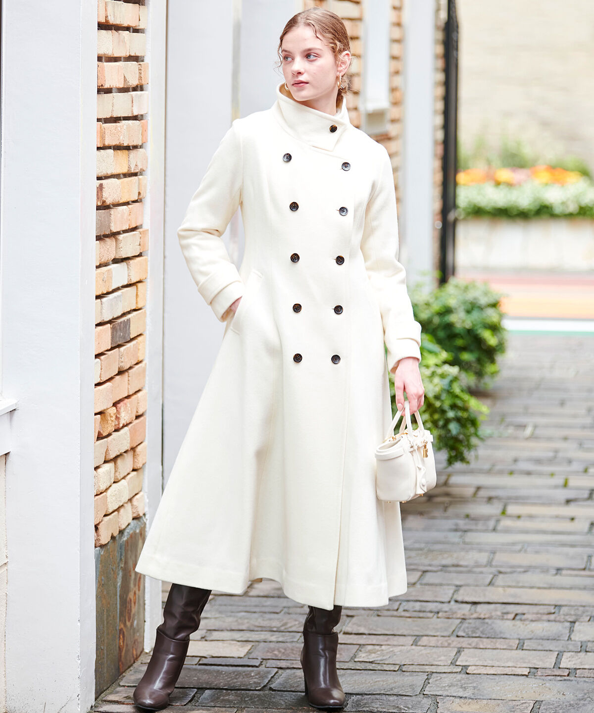 アンドクチュール「ダブルブレストスタンドカラーコート」|ステンカラーコート|