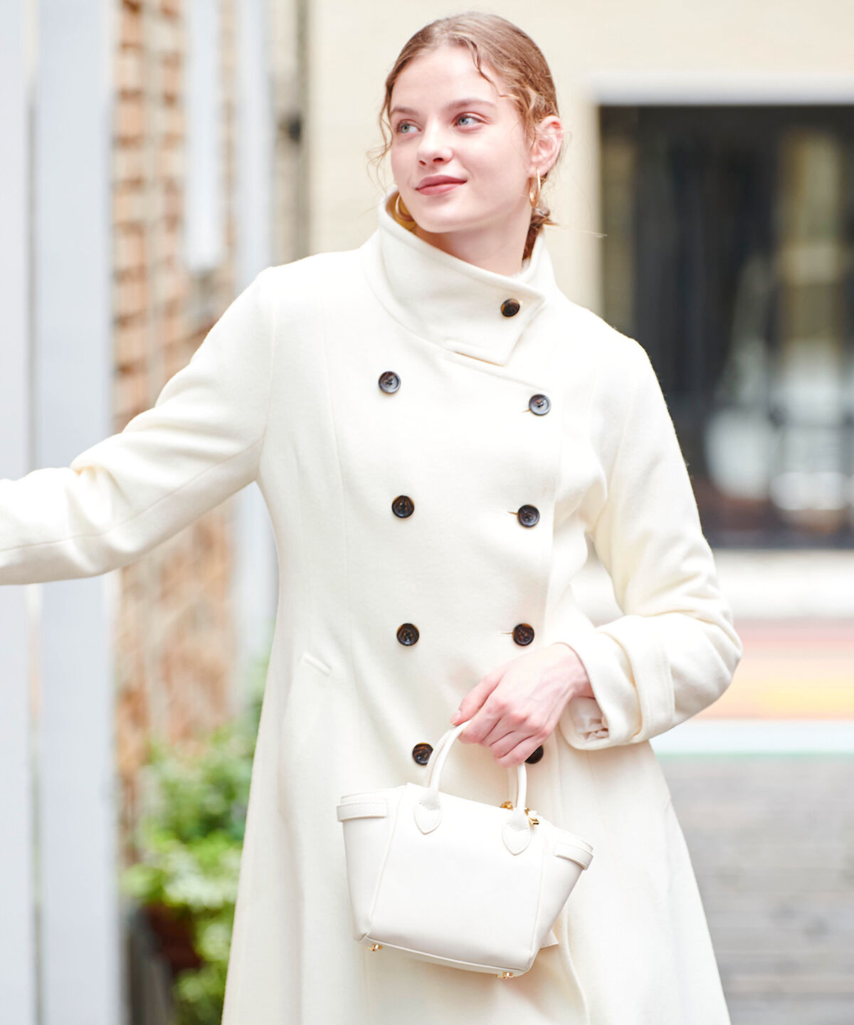 アンドクチュール「ダブルブレストスタンドカラーコート」|ステンカラーコート|