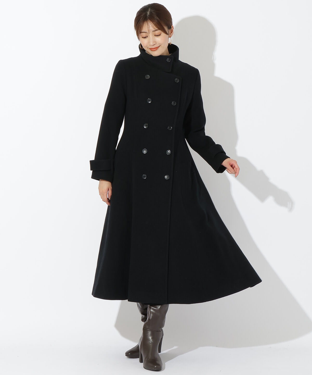アンドクチュール「ダブルブレストスタンドカラーコート」|ステンカラーコート|