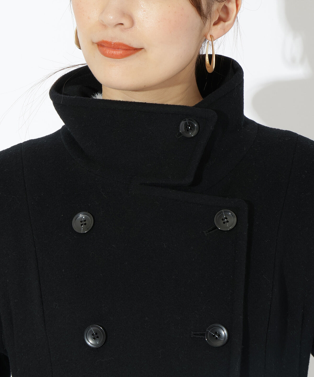 アンドクチュール「ダブルブレストスタンドカラーコート」|ステンカラーコート|