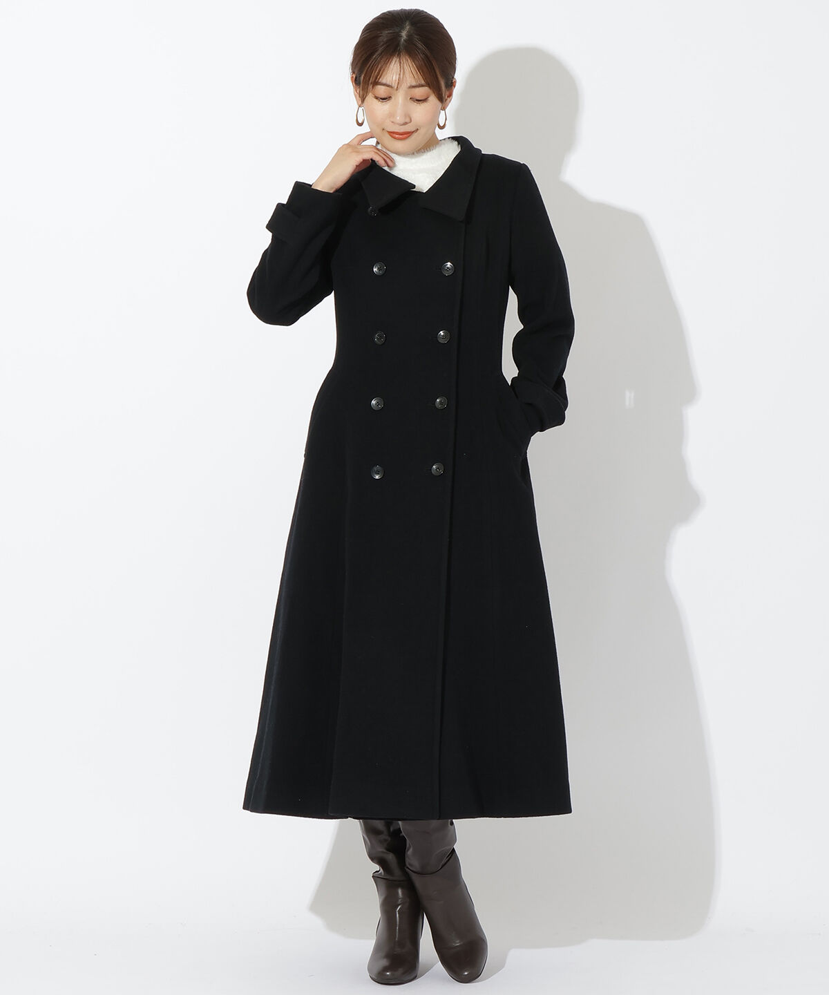 アンドクチュール「ダブルブレストスタンドカラーコート」|ステンカラーコート|