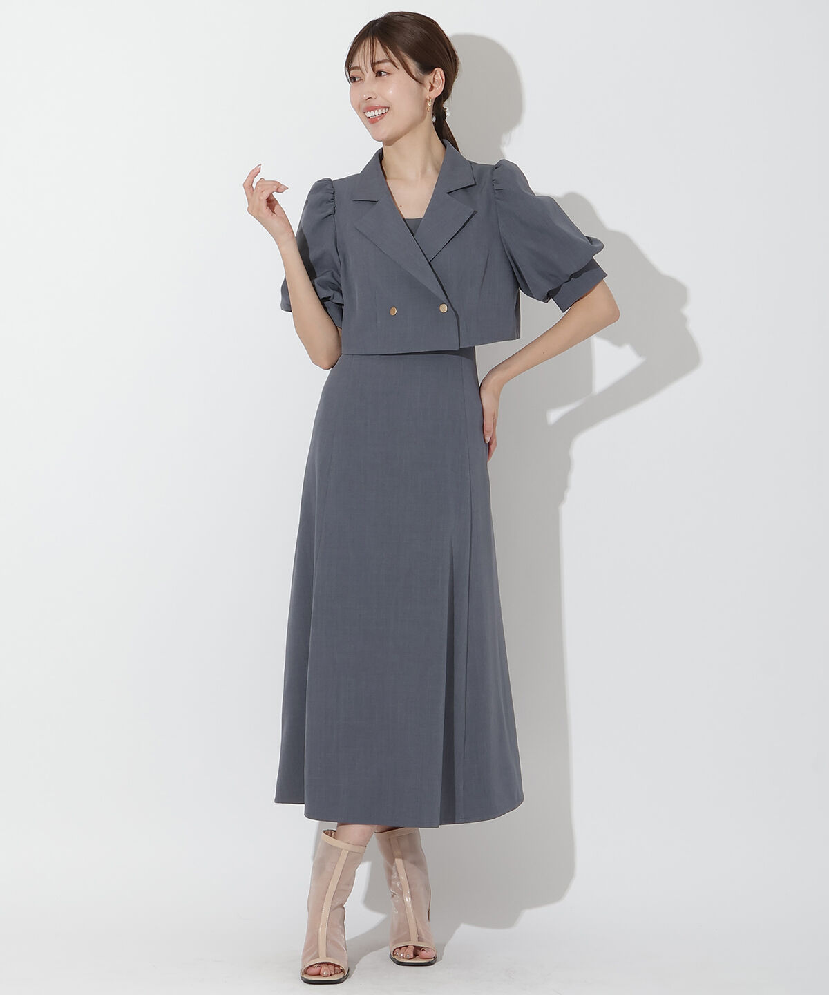 アンドクチュール「ショートダブルジャケット＋キャミワンピース」|ワンピース|