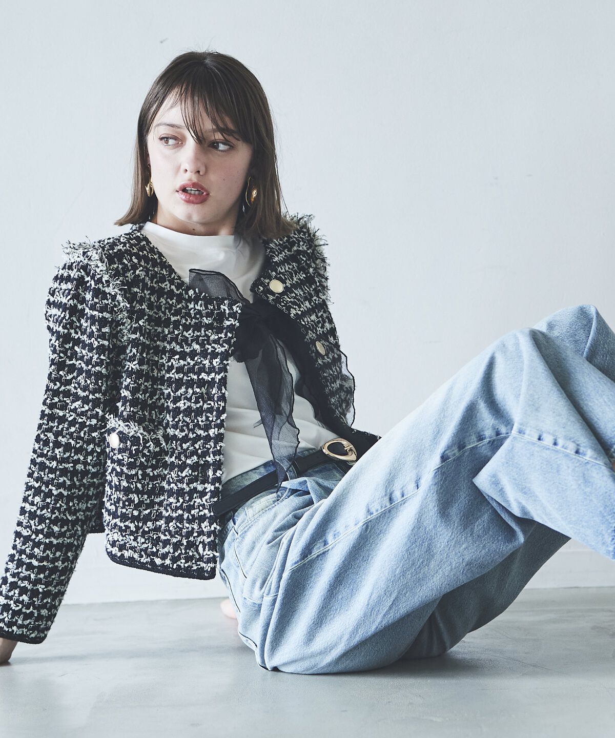 アンドクチュール「フリンジニットツイードカーディガン」|その他|