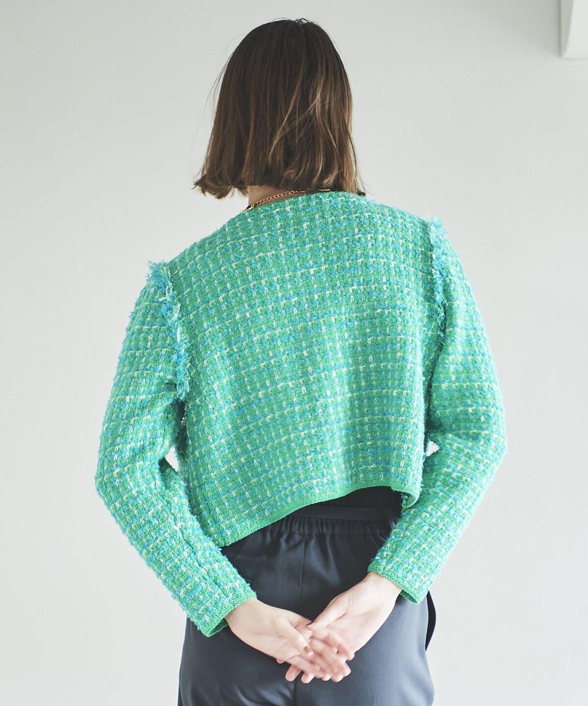 アンドクチュール「フリンジニットツイードカーディガン」|その他|