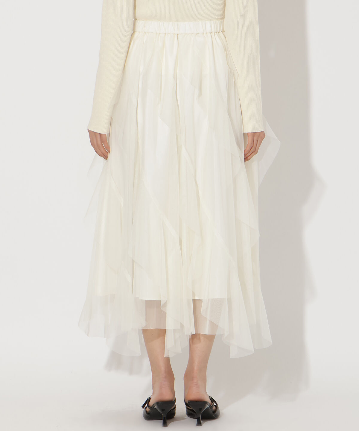 アンドクチュール「ラッフルフリルチュールスカート」|フレア|