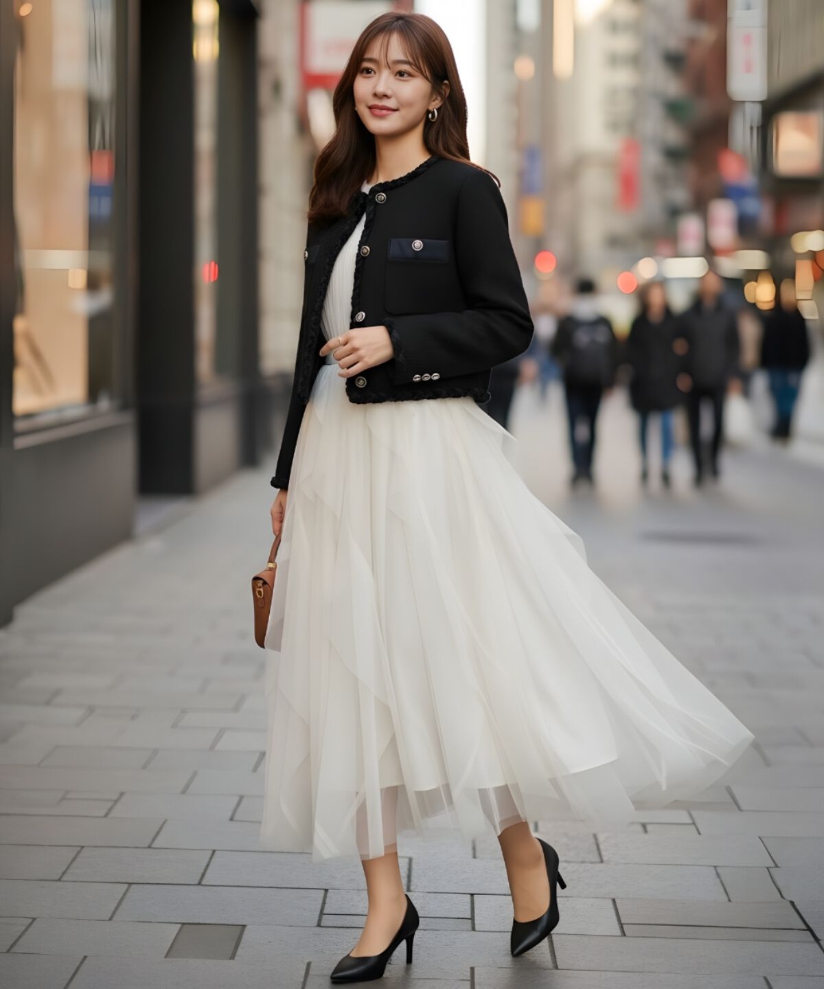 アンドクチュール「ラッフルフリルチュールスカート」|フレア|